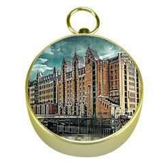 Architecture City Building Travel Gold Compasses by Wegoenart