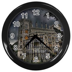 Castle Mansion Architecture House Wall Clock (black) by Wegoenart