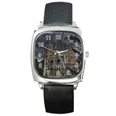 Castle Mansion Architecture House Square Metal Watch by Wegoenart