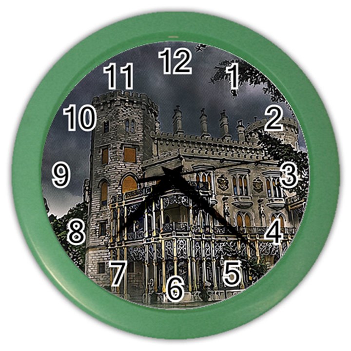 Castle Mansion Architecture House Color Wall Clock