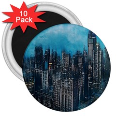 Cityscape Buildings Skyscraper 3  Magnets (10 Pack)  by Wegoenart