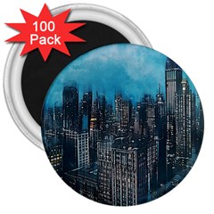 Cityscape Buildings Skyscraper 3  Magnets (100 Pack) by Wegoenart