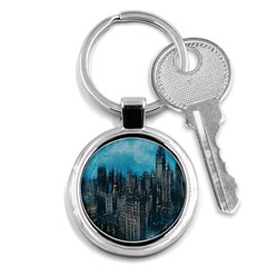 Cityscape Buildings Skyscraper Key Chain (round) by Wegoenart