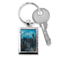 Cityscape Buildings Skyscraper Key Chain (rectangle) by Wegoenart