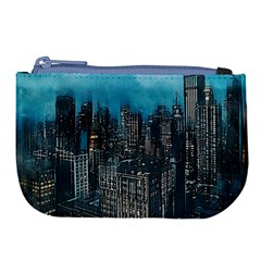 Cityscape Buildings Skyscraper Large Coin Purse by Wegoenart