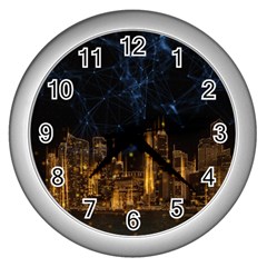 Architecture Buildings City Wall Clock (silver) by Wegoenart