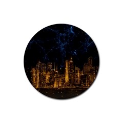 Architecture Buildings City Rubber Round Coaster (4 Pack)  by Wegoenart