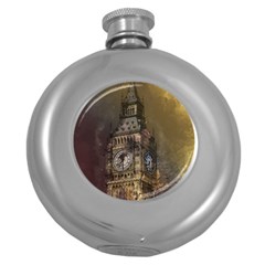 London Big Ben Building Round Hip Flask (5 Oz) by Wegoenart