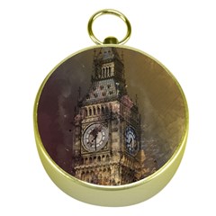 London Big Ben Building Gold Compasses by Wegoenart