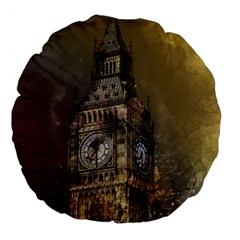 London Big Ben Building Large 18  Premium Flano Round Cushions by Wegoenart