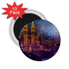 City Lights Skyline Buildings 2 25  Magnets (10 Pack)  by Wegoenart