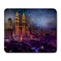 City Lights Skyline Buildings Large Mousepads by Wegoenart