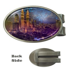 City Lights Skyline Buildings Money Clips (oval)  by Wegoenart