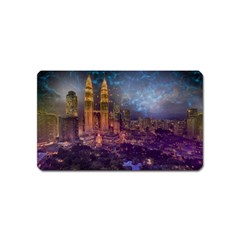 City Lights Skyline Buildings Magnet (name Card) by Wegoenart