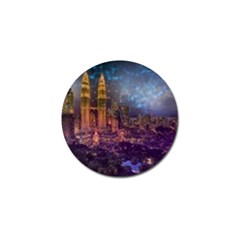 City Lights Skyline Buildings Golf Ball Marker (4 Pack) by Wegoenart