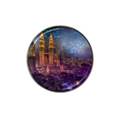 City Lights Skyline Buildings Hat Clip Ball Marker (4 Pack) by Wegoenart