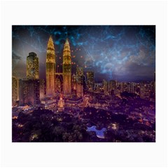 City Lights Skyline Buildings Small Glasses Cloth by Wegoenart