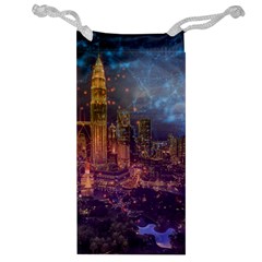 City Lights Skyline Buildings Jewelry Bag by Wegoenart