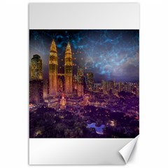 City Lights Skyline Buildings Canvas 12  X 18  by Wegoenart