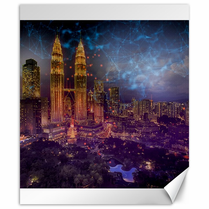 City Lights Skyline Buildings Canvas 20  x 24 