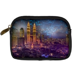 City Lights Skyline Buildings Digital Camera Leather Case by Wegoenart