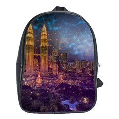 City Lights Skyline Buildings School Bag (large) by Wegoenart