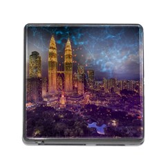 City Lights Skyline Buildings Memory Card Reader (square 5 Slot) by Wegoenart