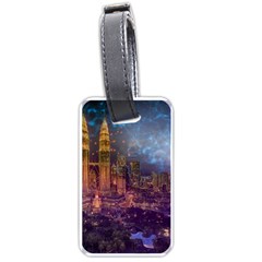 City Lights Skyline Buildings Luggage Tag (one Side) by Wegoenart