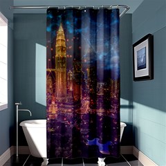 City Lights Skyline Buildings Shower Curtain 36  X 72  (stall)  by Wegoenart