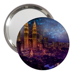 City Lights Skyline Buildings 3  Handbag Mirrors by Wegoenart