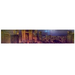 City Lights Skyline Buildings Large Flano Scarf  by Wegoenart