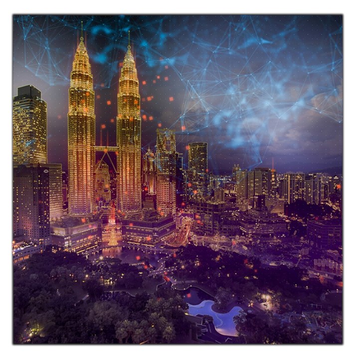 City Lights Skyline Buildings Large Satin Scarf (Square)