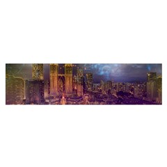 City Lights Skyline Buildings Satin Scarf (oblong) by Wegoenart