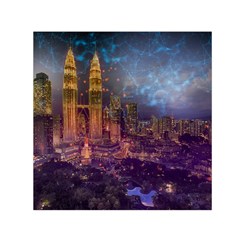 City Lights Skyline Buildings Small Satin Scarf (square) by Wegoenart