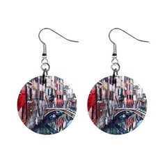 Venice Water Laguna Italy Mini Button Earrings by Wegoenart