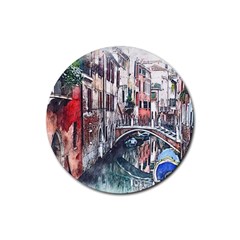 Venice Water Laguna Italy Rubber Round Coaster (4 Pack)  by Wegoenart