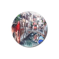 Venice Water Laguna Italy Magnet 3  (round) by Wegoenart