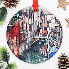 Venice Water Laguna Italy Round Ornament (two Sides) by Wegoenart