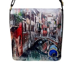 Venice Water Laguna Italy Flap Closure Messenger Bag (l) by Wegoenart