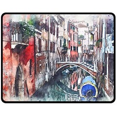 Venice Water Laguna Italy Double Sided Fleece Blanket (medium)  by Wegoenart