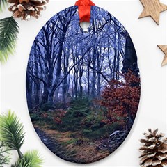 Forest Beeches Way Winter Snow Ornament (oval) by Wegoenart