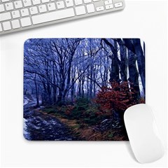 Forest Beeches Way Winter Snow Large Mousepads by Wegoenart