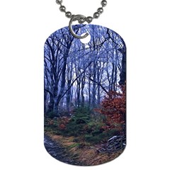 Forest Beeches Way Winter Snow Dog Tag (two Sides) by Wegoenart