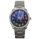 Forest Beeches Way Winter Snow Sport Metal Watch Front