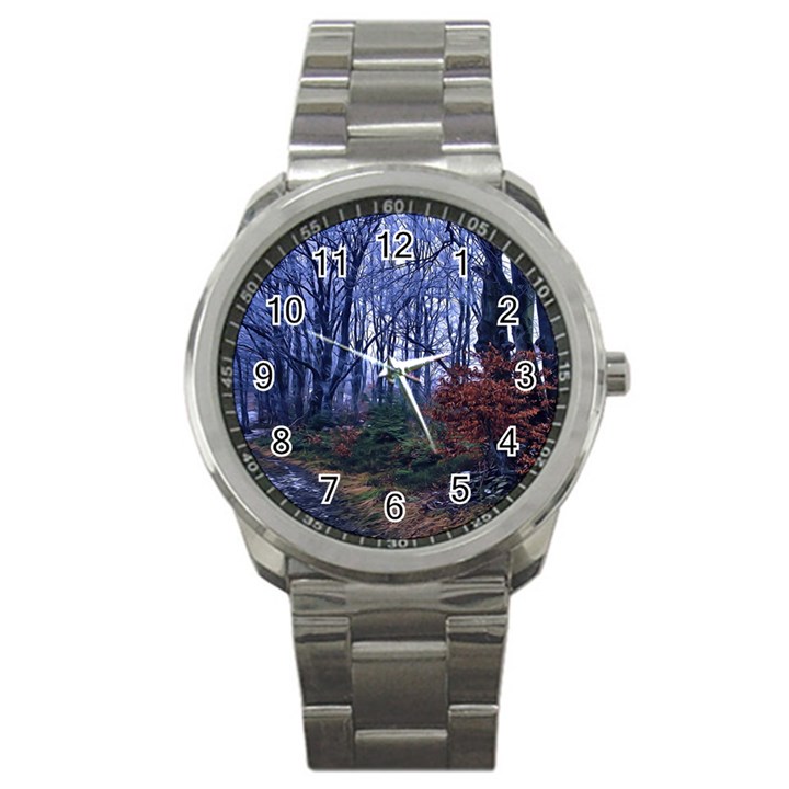 Forest Beeches Way Winter Snow Sport Metal Watch