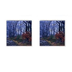 Forest Beeches Way Winter Snow Cufflinks (square) by Wegoenart