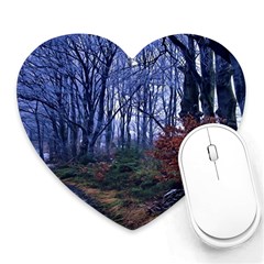 Forest Beeches Way Winter Snow Heart Mousepads by Wegoenart