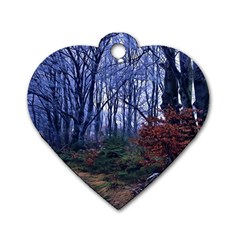 Forest Beeches Way Winter Snow Dog Tag Heart (two Sides) by Wegoenart