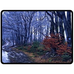 Forest Beeches Way Winter Snow Fleece Blanket (large)  by Wegoenart