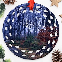 Forest Beeches Way Winter Snow Ornament (round Filigree) by Wegoenart